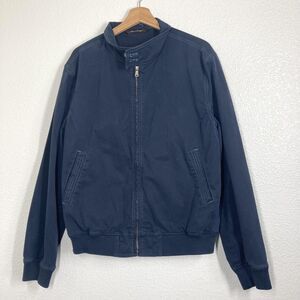 Robert Talbott Jacket Mens Medium Navy Blue Bullit II Moto Bomber Cotton